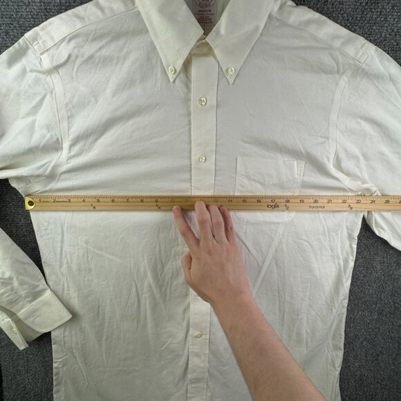 Brooks Brothers Men Non Iron Button Up Shirt Long Sleeve Ivory Madison 16 33 - Picture 5 of 15